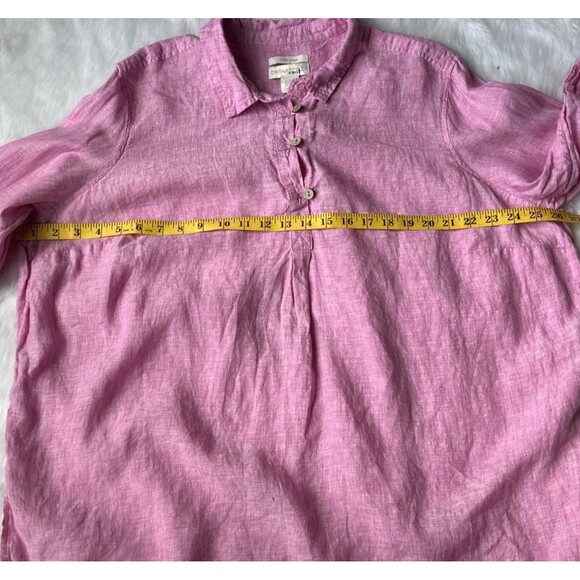 Cynthia Rowley Shirt Womens 2X 100% Linen Pink Roll Tab Sleeves - Picture 7 of 9